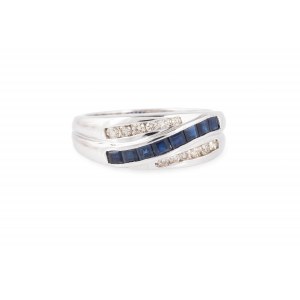 Ring with sapphires and diamonds, contemporary