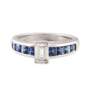 Diamond and sapphire ring, contemporary