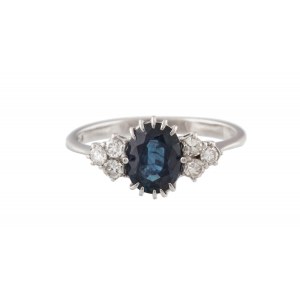 Ring with sapphire and diamonds, 2nd half of 20th century.