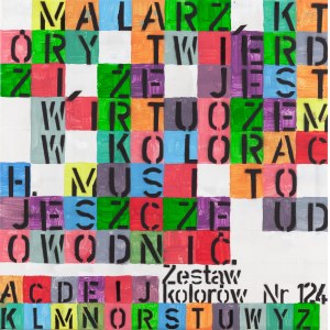 Paweł Susid (nar. 1952, Varšava), Bez názvu zo série Farebné abecedy (Maliar, ktorý o sebe tvrdí, že je virtuózom vo farbách, to ešte musí dokázať), 2022
