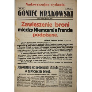 Goniec Krakowski, 1940.6.23, Waffenstillstand zwischen Deutschland und Frankreich unterzeichnet
