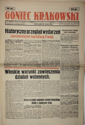Goniec Krakowski, 1940.6.28, Historyczny przegląd wydarzeń poprzedzających kapitulację Francji