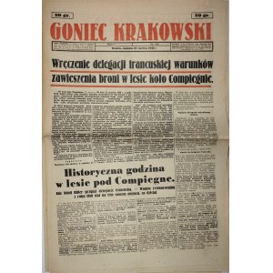 Goniec Krakowski, 1940.6.23, Wręczenie delegacji francuskiej warunków zawieszenia broni w lesie koło Compiegnie