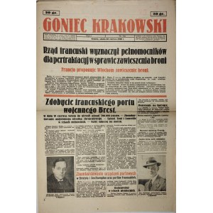 Goniec Krakowski, 1940.6.22, Rząd francuski wyznaczył pełnomocników dla pertraktacyj w sprawie zawieszenia broni