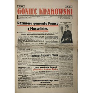 Goniec Krakowski, 1941.2.15, Rozmowa generała Franco z Mussolinim