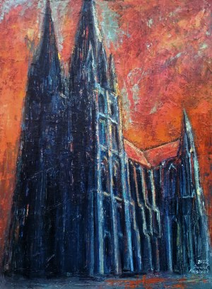 Dawid Masionek, Katedra na czerwonym tle( katedra w Chartres), 2022