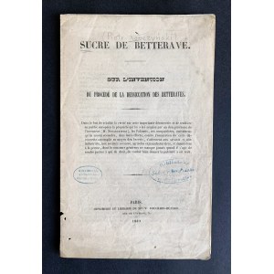 [Great Emigration] Kopczynski Piotr - Sucre de betterave. Paris [1849].