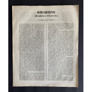 [Wielka Emigracja] Oświadczenie Emigracii Polskiej. Paryż [1846].