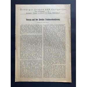 [Newspaper?] Danzinger fragen und Ereignisse. No. 1 Danzing [1937].