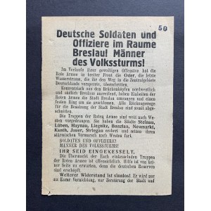 [Flugblatt der Roten Armee an deutsche Soldaten im Raum Breslau. Breslau. [15.02.1945].