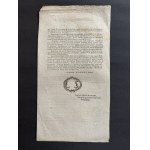 Directorium Generalne Zastępujące Kommissyą Rządzącą. Drezno.Warsza. [1807]