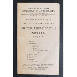 [Flyer] Program.Chopin. Chamber music hall Herman &amp; Grossman.Warsaw [1919].