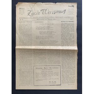 Życie Warszawy [Zeitung]. Nr. 15. 1. November 1944 [Nur die ersten 2 von 4 Seiten sind erhalten].