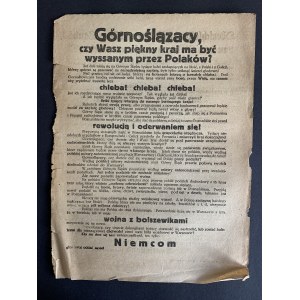 [Flugblatt] Oberschlesier [...] Volksabstimmung in Oberschlesien. [1921]