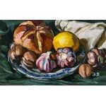 Slawomir J. Siciński, Apples, Shallots, lemons and pears, Still life with lemon