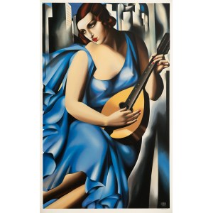 Tamara LEMPICKA (1898 - 1980), Femme bleue a la Guitare, 1996