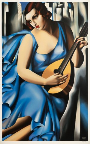 Tamara ŁEMPICKA (1898 - 1980), Femme bleue a la Guitare, 1996