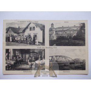 Chałupki bei Racibórz, Gasthaus, Brücke, Buffet, ca. 1922
