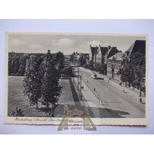 Zabrze, Hindenburg, street, streetcar, 1940