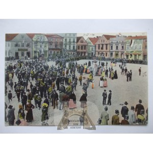 Olesno, Rožmberk, Tržní náměstí, obyvatelé, cca 1910