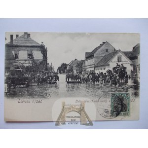 Lewin Brzeski, Lowen, Hochwasser 1903, überflutete Straße,