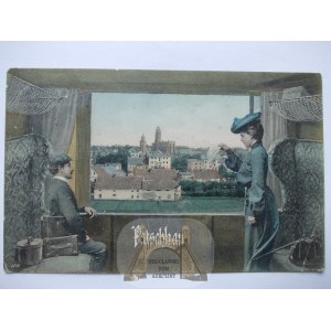 Paczków, Patschkau, Blick vom Waggon aus, Collage, ca. 1910