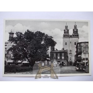 Glucholazy, Ziegenhals, market square and parish church, 1933