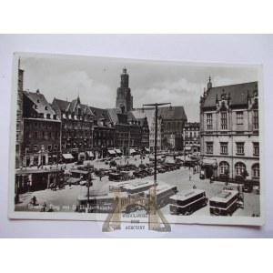 Wrocław, Breslau, Marktplatz, Busse, Foto, 1936