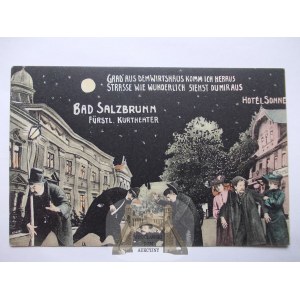 Szczawno Zdrój, Salzbrunn, opitá ulica, koláž, veľká, asi 1910