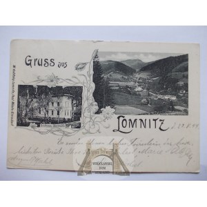 Głuszyca, Łomnica, hostinec, mlyn, panoráma, 1899