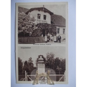 Retków bei Polkowice, Gasthaus und Denkmal, ca. 1920