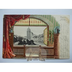 Chojnów, Haynau, Market, embossed, collage, 1903