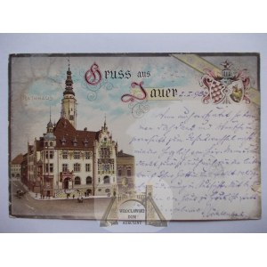 Jawor, Jauer, Rathaus, Lithographie, 1898