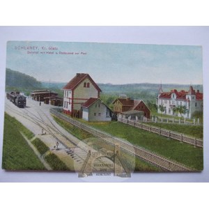 Kudowa Słone, železniční stanice, lokomotiva, 1911