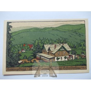 Riesengebirge, Szklarska Poręba, Hütte, Dachsbaude, Steindruck, ca. 1920