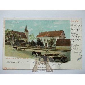 Ruszów, Rauscha, kostel, vozy, 1902