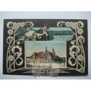 Lubsko, Sommerfeld, Market, couple, collage, Art Nouveau,