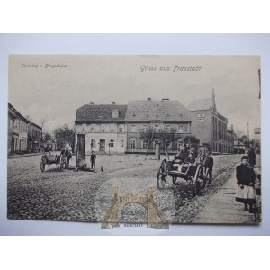 Wschowa, Fraustadt, Market Square, cart, residents, ca. 1908