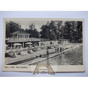 Żagań, Sagan, Städtisches Schwimmbad, ca. 1938