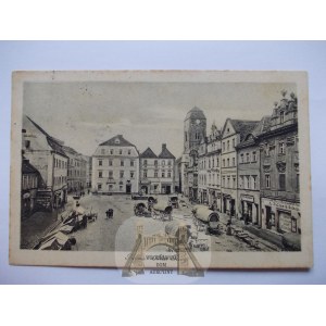 Żagań, Sagan, Rynek, wozy, 1911