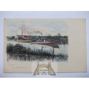 Drezdenko, Nové Drezdenko, rieka, parník, asi 1902