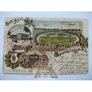 Kostrzyn, Custrin, sportovní náměstí, litografie, 1900