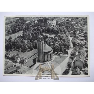 Gorzów, Landsberg, kościół, ujęcie lotnicze, ok. 1938