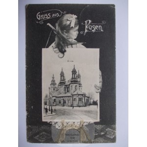 Poznan Posen, Cathedral, girl, collage, ca. 1908