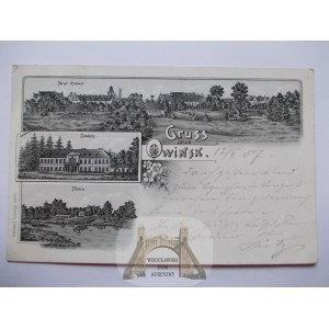 Owińska pri Poznani, litografia, palác, asi 1908