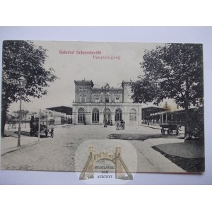 Pila, Schneidemuhl, nádraží, náměstí před nádražím, 1911