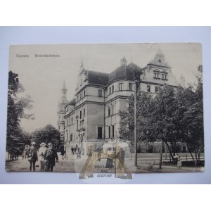 Gniezno, Gnesen, ulica, administratívna budova, cca 1910
