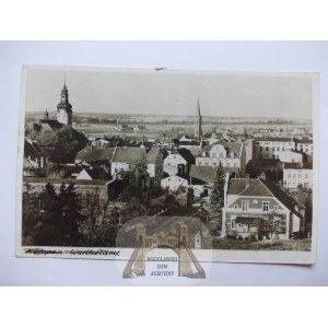 Kępno, okupacja, panorama, ok. 1940, wysłana po 1945, cenzura