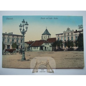 Oborniki Wielkopolskie,Rynek, ładne kolory, ok. 1910