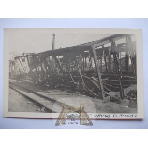 Września, okupacja, zbombardowany pociąg towarowy, 1939